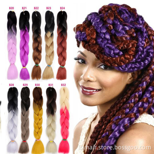 Ombre Color Synthetic Hair Super Jumbo Braids 24 inch Synthetic Two Tone High Temperature X pression Crochet Braids Hair